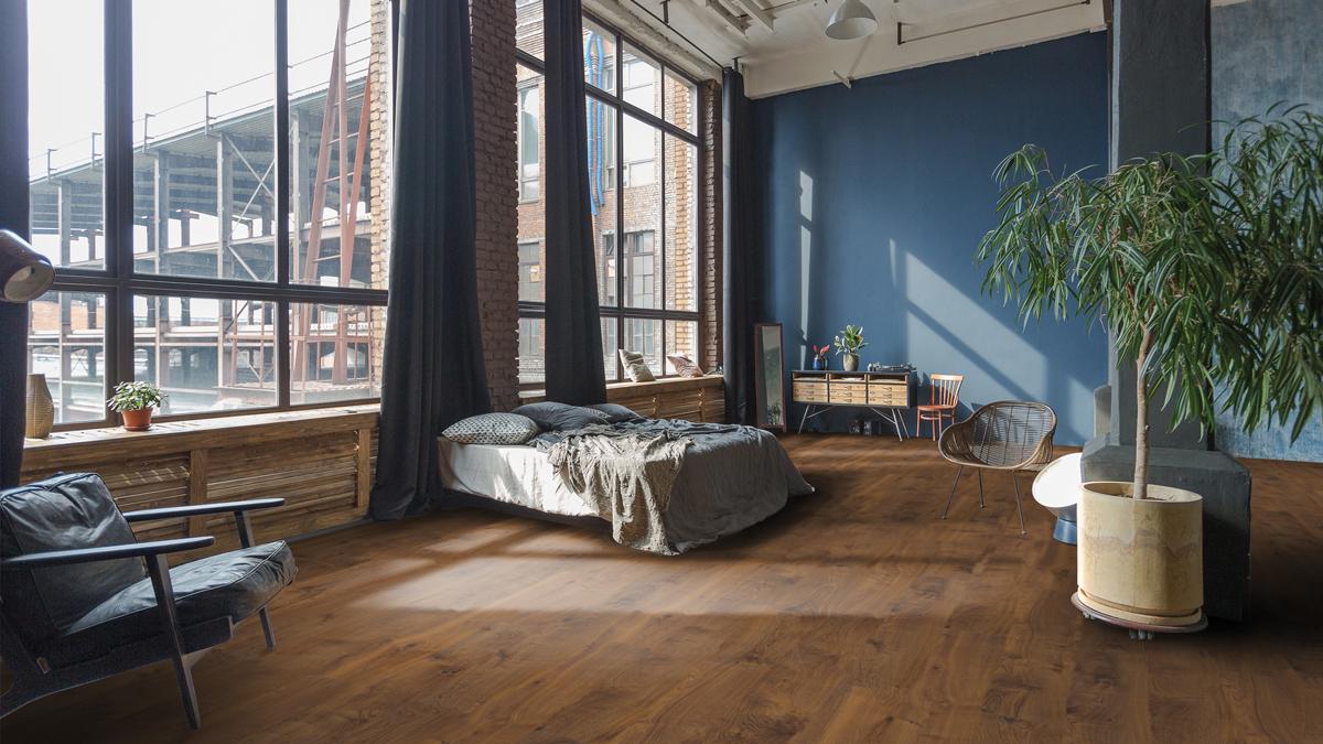 Classen Anaco Oak - Tamni laminat u modernom prostoru - dramatičan efekat koji dodaje dubinu i sofisticiranost dobro osvetljenim enterijerima